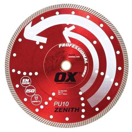 OX TOOLS Professional PU10 Superfast Universal Hard Blade, 14 in Dia, 1 to 20 mm Arbor, Steel Cutting Edge OX-PU10-14